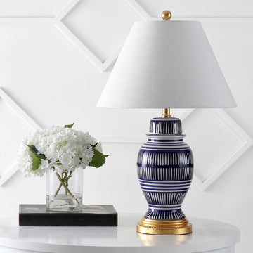 Reed 27" Ceramic/Iron Modern Coastal LED Table Lamp - JONATHAN Y